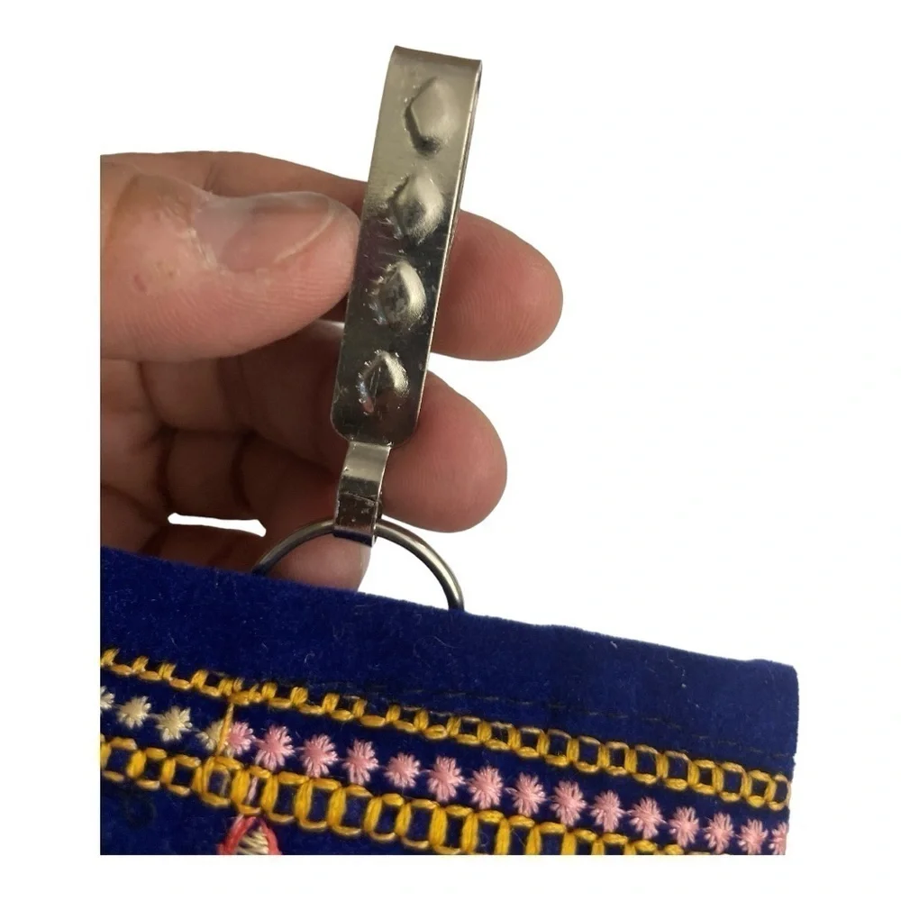 Traditional Ethnic Asian Velvet Mobile / Money Purse/ Bag With Flower Embroidery